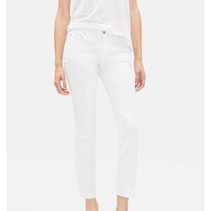 Eileen Fisher System White Jeans Slim Ankle 10 Organic Cotton Denim Summer EUC